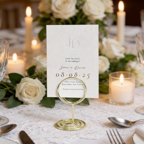 Table Number Holders, 24PCS Mini Place Card Holders-Gold