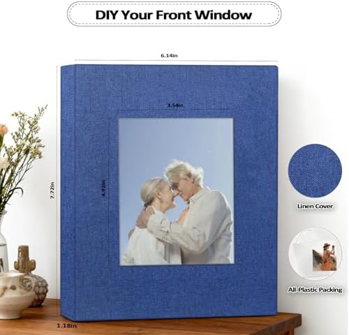 Popotop 2 Pack Photo Album 5x7 Pictures, Small Linen Slip-in Photo Albums Book for 80 Photos with 40 Pockets, Birthday Gifts for Women Mom Family Baby
