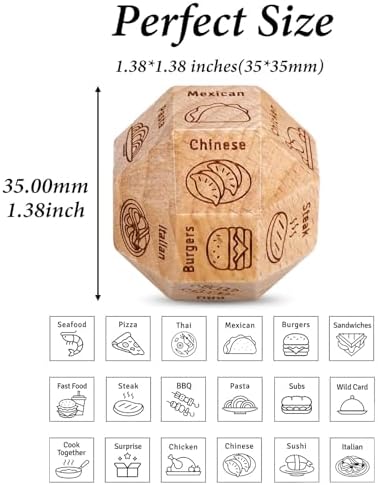 5 Year Anniversary Wood Gift for Him Her Couples Food Dice 5th Anniversary