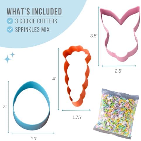 Sweets Indeed Cookie Cutters with Sprinkle Mix & Candy Eyeballs – 2 oz Sprinkles, Food-Safe Cookie Cutters, Baking & Decorating Kit (Easter)