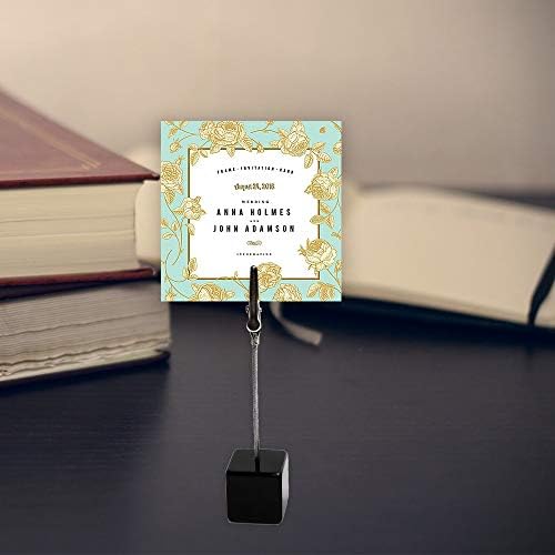 10pcs Table Number Holder Name Place Card Holder Memo Clip Holder Stand Note Holder Pictures Card Paper Menu Clip (Black)