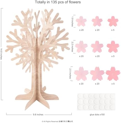 Cheerland Cherry Blossom Tree of Life Centerpiece 3D Table Decor Pink Sakura Tree for Japanese Party Supplies Spring Floral Flower Paper Tree Classroom Office Wedding Table Centerpiece Decorations