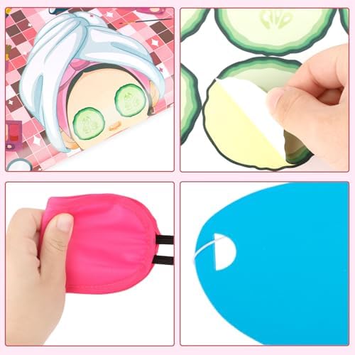 Hooqict Spa Party Games Pin The Cucumbers on The Girl Spa Birthday Party Supplies for Kids Girls Women, Large Sleepover Slumber Pin The Games Poster with 42 Cucumber Stickers