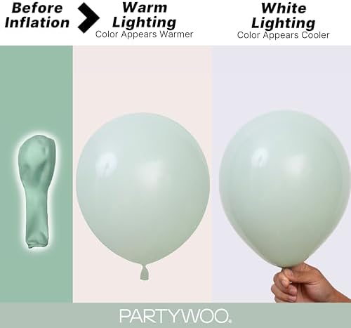PartyWoo Dusty Green Balloons 140pcs Sage Olive Eucalyptus Green Boho Color