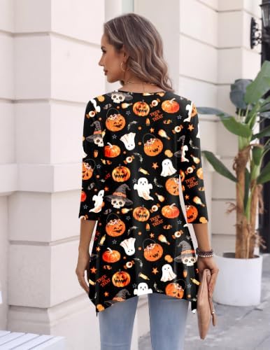 Zeagoo Womens Tops 3/4 Sleeve Loose Fit Dressy Tunics Plus Size Boho Shirts