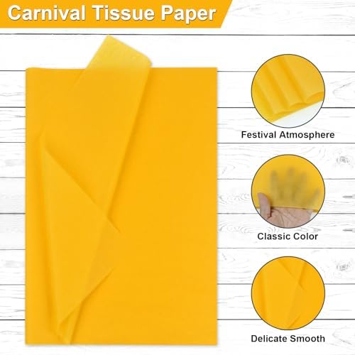 Purple, Yellow, Green Tissue Paper - Mardi Gras Wrapping Paper, 80 Sheets, 14x20 Inch, Bulk - Gift Bag, Carnival, Masquerade, Holiday Party Favor Decor