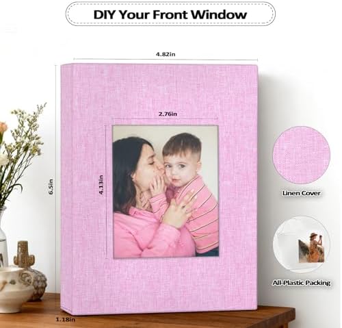 Popotop 2 Pack Photo Album 4x6 Pictures, Small Linen Slip-in Photo Albums Book for 80 Photos with 40 Pockets, Birthday Gifts for Women Mom Family Baby