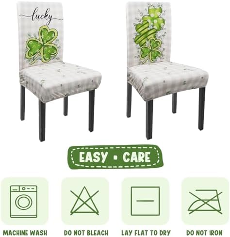 St. Patricks Day Chair Covers Set of 4 Shamrock Stretch Parsons Slipcovers
