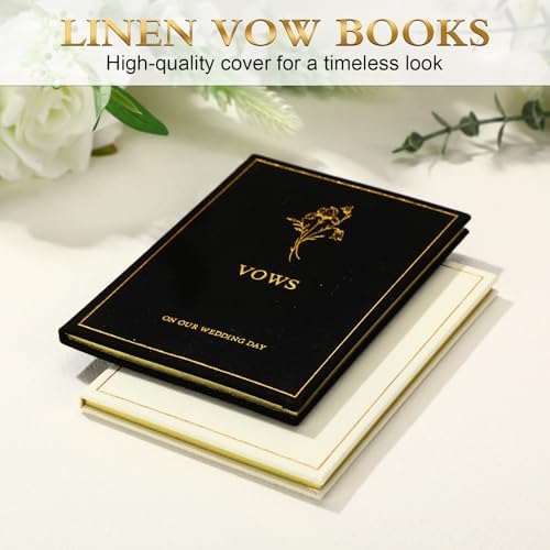 Engrowtic Wedding Vow Books His and Hers, Gold Foil, Black, White