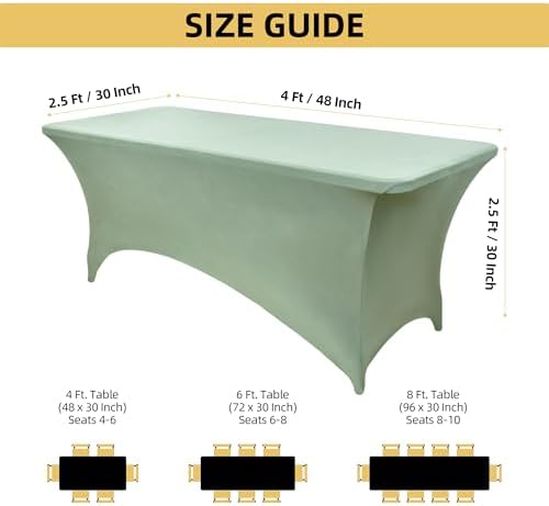 2-Pack 4ft Spandex Table Covers for Rectangular Folding Tables - Wrinkle Resistant Stretch Tight Table Cloths - Ultimate Fitted Table Protector for Parties, Banquet, and Wedding