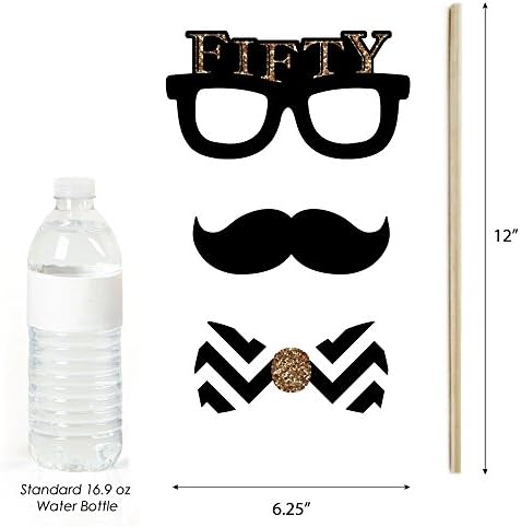50th Wedding Anniversary Photo Booth Prop Kit, DIY Cardstock Props - 20pc