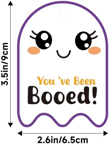 G2PLUS You've Been Booed Tags, 50 Pack Ghost Halloween Tags with String