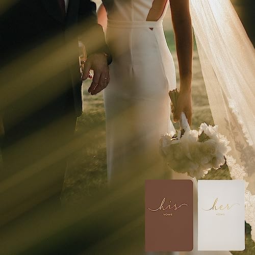Wedding Vow Books His And Hers, Officiant Book For Wedding Ceremony, Gold Foil Wedding Notebook Bride Groom Booklet For Wedding Gifts, 28 Pages, 5.9" X 3.9", Wedding Journal, Terracotta beige