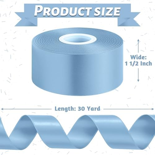 30 Yards 1 1/2 in Sky Blue Ribbon for Gift Wrapping Birthday Graduate Craft
