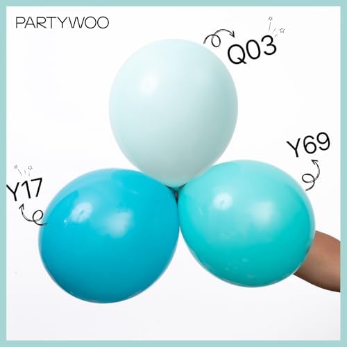 PartyWoo Dark Teal Balloons 140pcs Turquoise Aqua Blue Teal Different Sizes