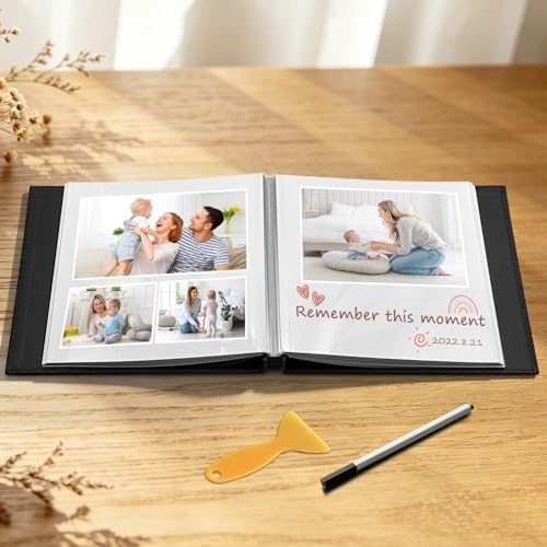 Large Self Adhesive Scrapbook Album, 60 Sheets 120 Pages Photo Book for Birthday Gifts for Women Mom Wedding Baby Family Travel