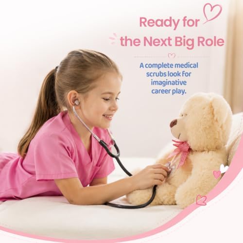 Meland Doctor Costume for Kids 3-10, Pretend Play Career Dress Up with Bag
