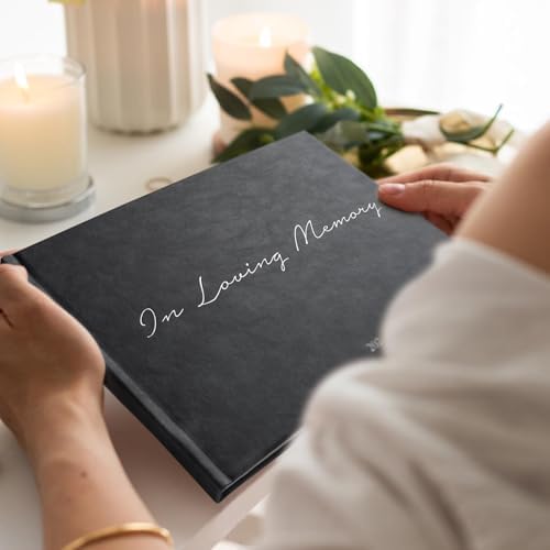 Funeral Guest Book - Celebration of Life Guest Book with Rollerball Pen for Memorial Service - Funeral Memory Sign in Books for Over 300+ Guests - Funeral Decorations with In Loving Memory Table Sign