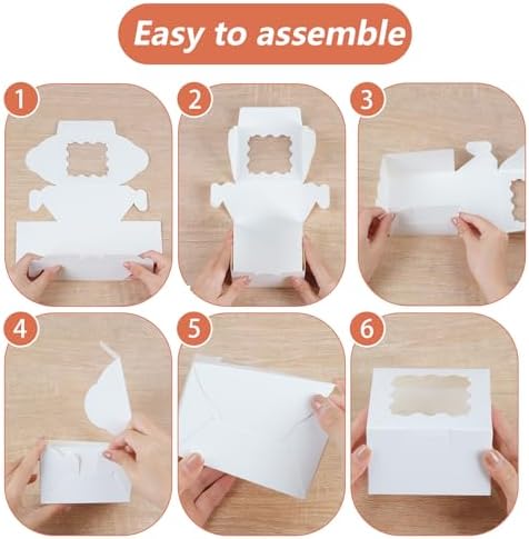 26 Pcs Cookie Boxes with Window, 4x4x2.5 Inches, for Dessert Pastry