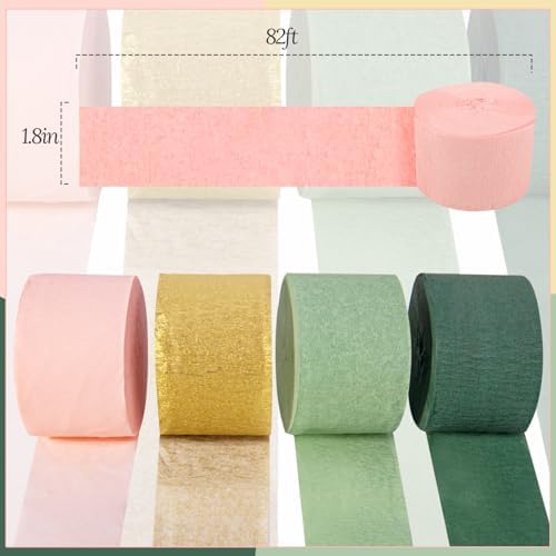 8 Rolls Sage Green Crepe Paper Streamers Party Decorations for Boho Wedding, Baby Shower, Engagement Party, Spring Party, Birthday Party Supplies