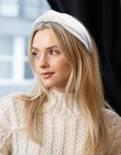Knotted Headbands for Women: Non-Slip Fashion Hair Accessories with Cute Wide Top Knot Hoops for Hair in Black, White, and Leopard Print