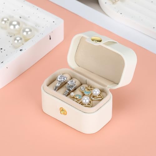 KUKUVR Small Travel Jewelry Ring Stud Earring Box (White)