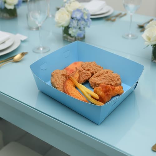 25 Pcs Paper Food Tray 4 lb Large Food Boats Nacho Plates Disposable Serving Snack Trays Large Paper Food Trays Boat for Nachos, Hotdogs, Tacos, Fries (Blue)