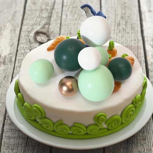 ASTARON 20 Pcs Light Green Balls Cake Topper Decorations for Birthday Cake