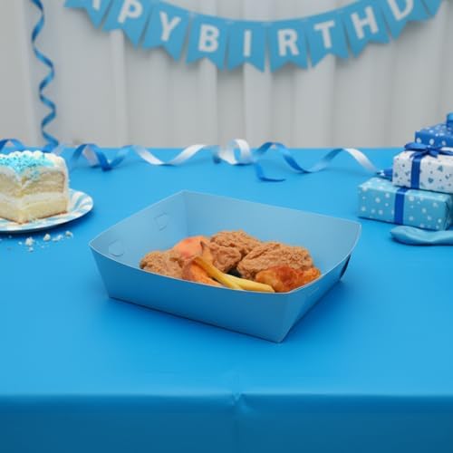 25 Pcs Paper Food Tray 4 lb Large Food Boats Nacho Plates Disposable Serving Snack Trays Large Paper Food Trays Boat for Nachos, Hotdogs, Tacos, Fries (Blue)