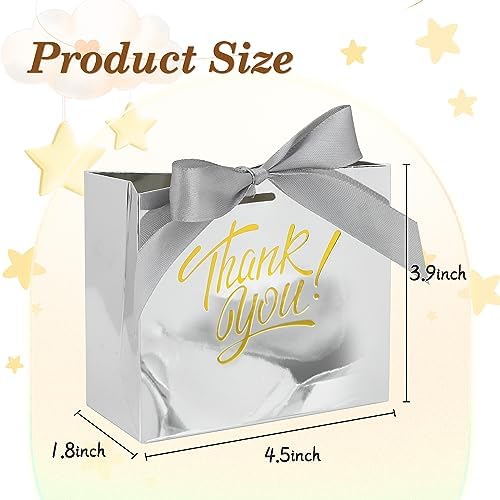 100 Pack Small Thank You Gift Bags, Party Favor Bag with Bow Ribbon