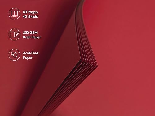 potricher 10 x 10 Inch DIY Scrapbook Photo Album 80 Pages, Red
