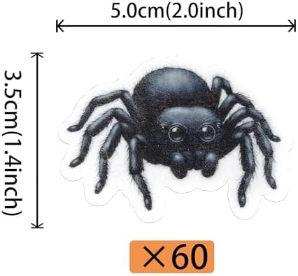 60 PCS Edible Halloween Spider Cupcake Toppers Wafer Paper Black Horror Spider Cupcake Picks Edible Halloween Party Decorations for Baby Shower Birthday Party Cake Food Decorations Supplies