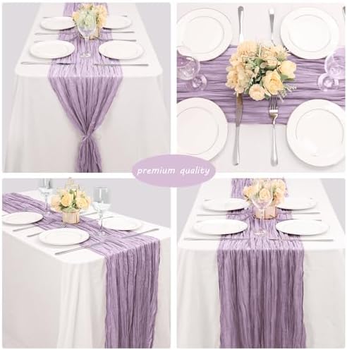 35x120 Inch Light Purple Cheesecloth Table Runner Wedding Party Decor