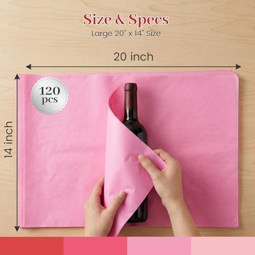 Shindel 120 Sheets Pink Tissue Paper, 20 X 14 inches