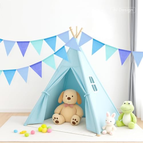 G2PLUS Pennant Banner Triangle Flag Bunting Garland Blue Banner Flags 36PCS