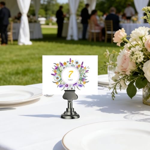 Urban Deco 16PK Table Number Holders Place Card Holders 1.7 Inch Table Card Holders Steel Card Holders for Photos, Food Signs, Memo Notes, Weddings, Restaurants, Birthdays(Nickel Black)