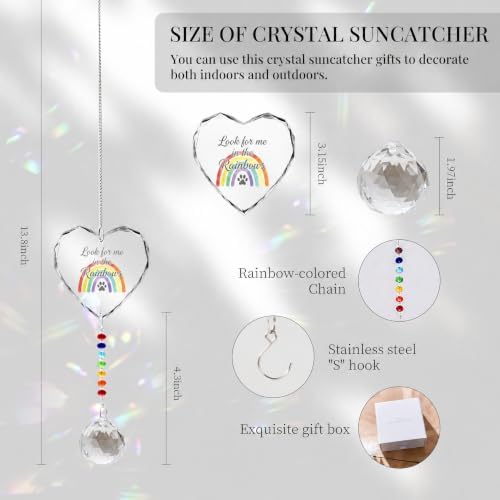 Hegelda Pet Memorial Gifts for Dogs Cats Crystal Suncatcher Ornaments