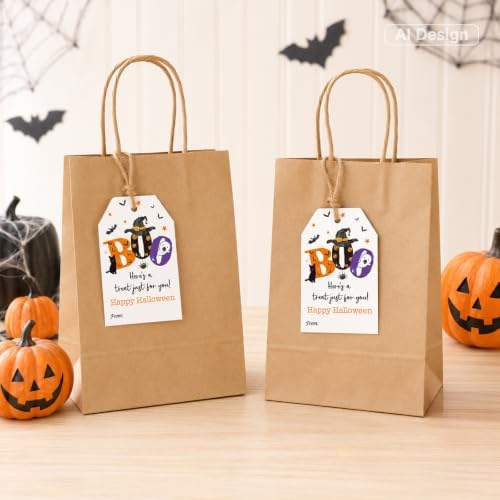 Alynta Halloween Tags with String 50Pcs Happy Halloween Paper Gift Tags