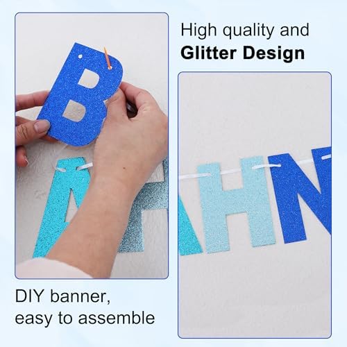BEISHIDA Glitter Blue Mix 116 PCS A-Z DIY Letter Custom Banner Party Decor