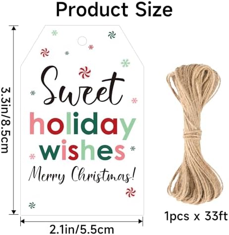 joycraft 50Pcs Christmas Gift Tags, Merry Christmas Tags with String