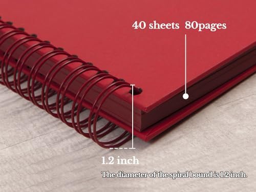 potricher 10 x 10 Inch DIY Scrapbook Photo Album 80 Pages, Red