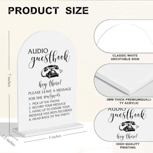2Pcs Wedding Memorial Signs Audio Guest Book Sign Photo Guest Book Sign Wedding Table Acrylic Decor for Engagement Bridal Shower Ceremony Reception Event Party