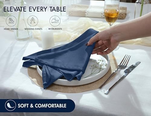 Ruvanti Cloth Napkins Set of 12, Cotton Enrich 18”x18” - Ocean Blue