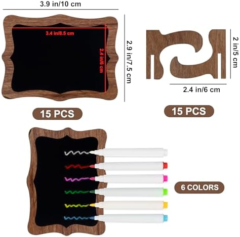 Temlum 15pcs Mini Chalkboard Sign, 2.9″x3.9″ Small Chalkboards, Wavy Shaped