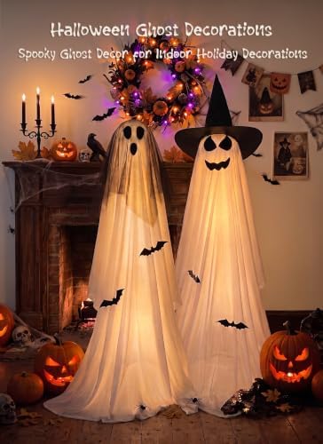 Minetom 2 Pack 5 FT Halloween Ghost Decorations Light Up Ghosts Outdoor
