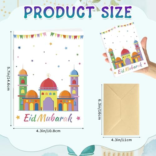4 Sets Eid Gift Card Book, Eid Mubarak Money Holder Cards with Envelopes, Islamic Holiday Ramadan Kareem Gift Card Booklet Organizer for Family, Friends