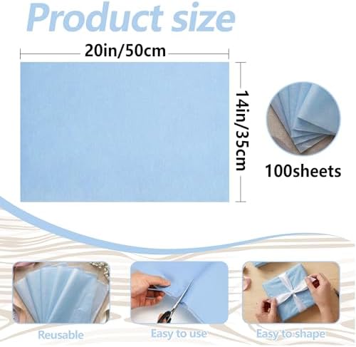 Bobobag 100 Sheets Grey Blue Tissue Paper, 20" x 14" Tissue Paper for Gift Bags, Bulk Gift Wrapping Tissue for DIY Crafts, Birthday, Christmas and Holiday Decor