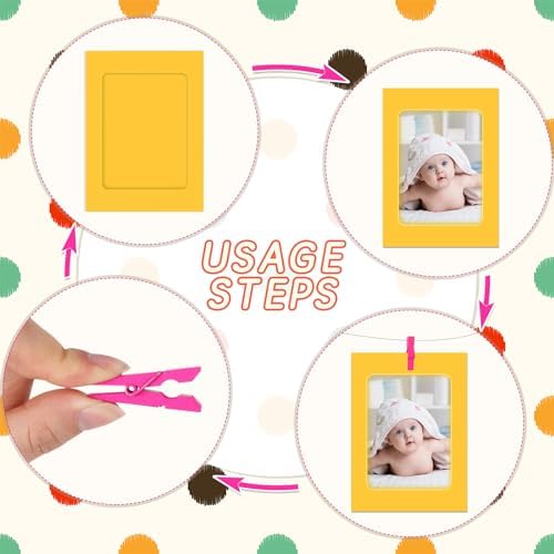 100 Pcs Paper Photo Frames 4x6 Paper Picture Frame with 100 Clip 10 String Kit DIY Hanging Cardboard Photo Holder Graduation Wall Decor Wedding Home