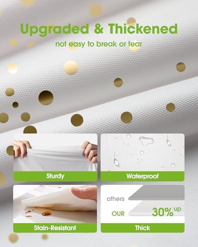 Pureegg Plastic Table Cloth Disposable 8 Pack 54 x 108 Inch, White Gold