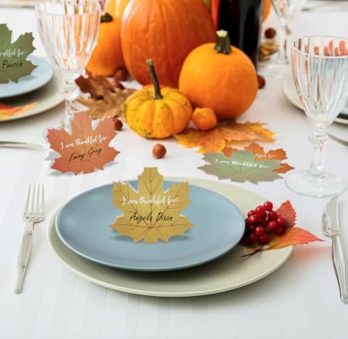 100 Pcs Thankful for Leaves Place Cards Thanksgiving Table Name Settings